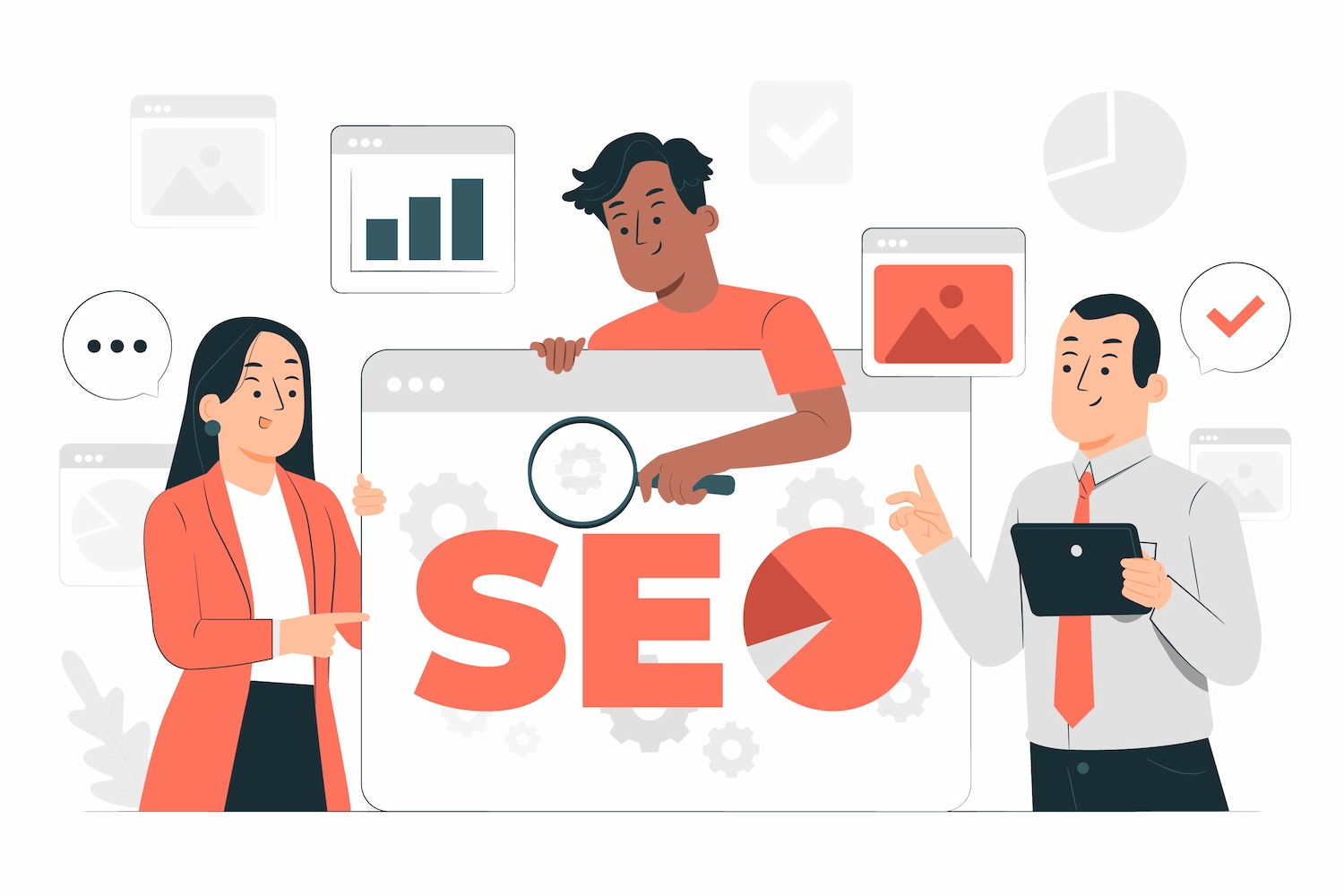 illustration with seo written on the banner